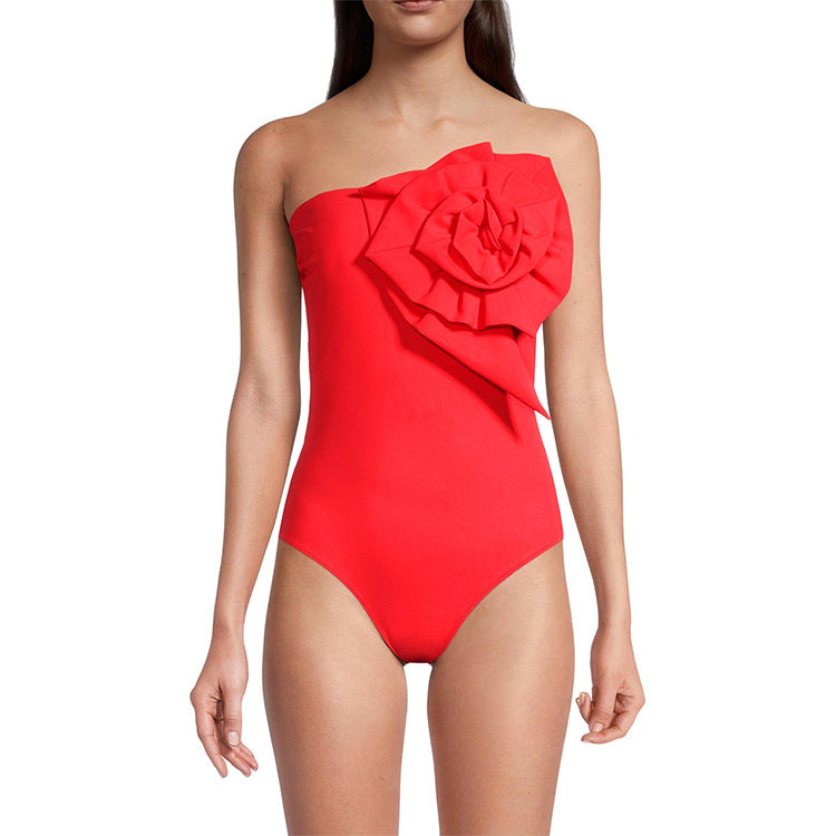 Three Dimensional Floral One Piece Swimsuit Women Vacation Suit Skirt Swimsuit Bella Mia