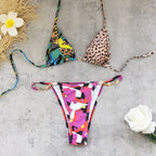 Floral Bikini Three Point Strap Low Waist Sexy Backless Split Swimsuit Women Bikini Bella Mia