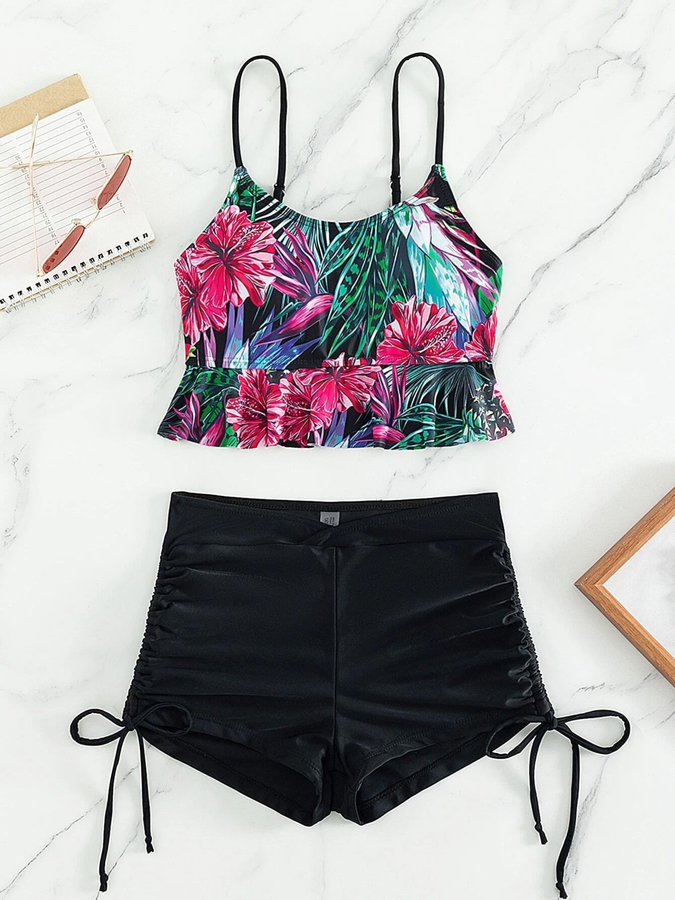 Swimsuit Women Split Boxer Two Piece Printed Bikini Swimsuit Bella Mia