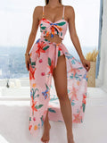 Swimsuit Women Split Printed High Waist Triangle Bow Three Piece Bikini Swimsuit Bella Mia