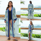 Rayon Tie Dyed Beach Cover Up Mid Length Sunscreen Shirt Cardigan Women Vacation Bikini Cover Up Bella Mia