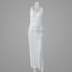 Vacation Beach Blouse Hollow Out Cutout Backless Knitted Dress Women