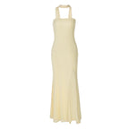 Women Clothing Summer Tube Top Slit Slim Fitting Solid Color Dress Bella Mia