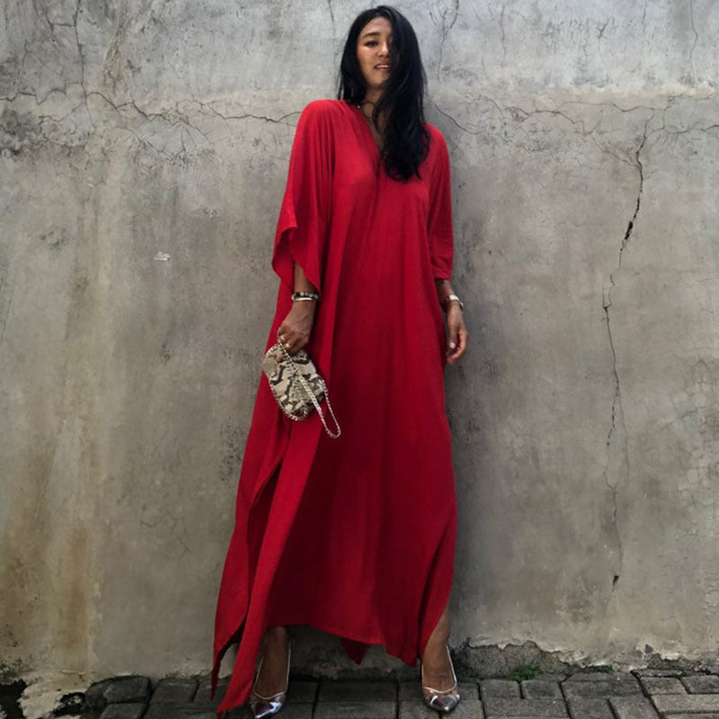 Rayon Solid Color Blouse Seaside Vacation Dress Loose Overclothes Bikini Swimsuit Robe Outer Wear Women Bella Mia