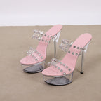 Women High Heel Platform Shoes Bar Model Runway Women Transparent Crystal High-Heeled Sandals Party Sandals Bella Mia
