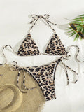 Bikini Printing Smocking Leopard Print Triangle Cup Sexy Split Bikini Swimsuit for Women Bella Mia