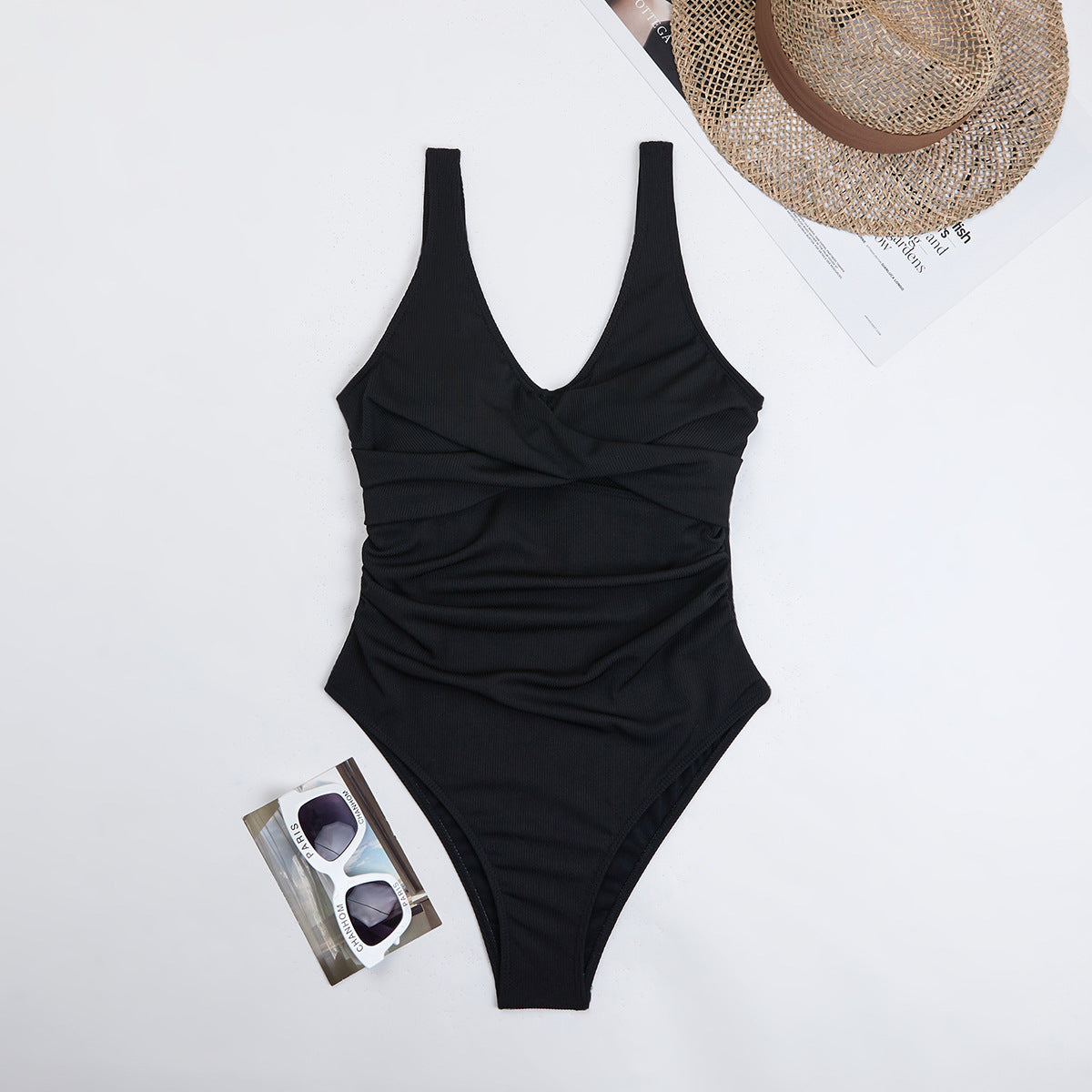 Swimsuit Women Triangle One Piece Solid Color Bikini Sports Conservative Swimsuit Bella Mia