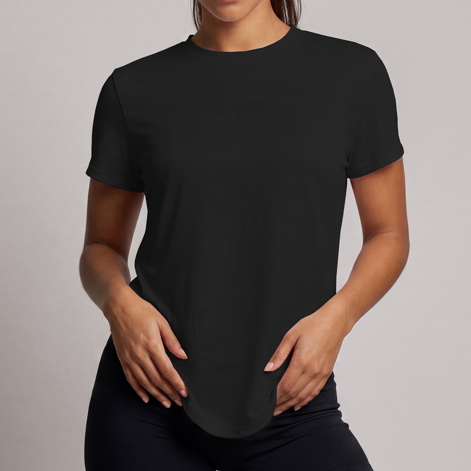 Summer Short Sleeved Women Jacquard Running Training Wear Fitness Sports Top T shirt Breathable Quick Drying Blouse