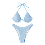 Lace up Backless Beach Bikini Multicolor Steel Bracket Triangle Split Swimsuit Swimwear Bella Mia