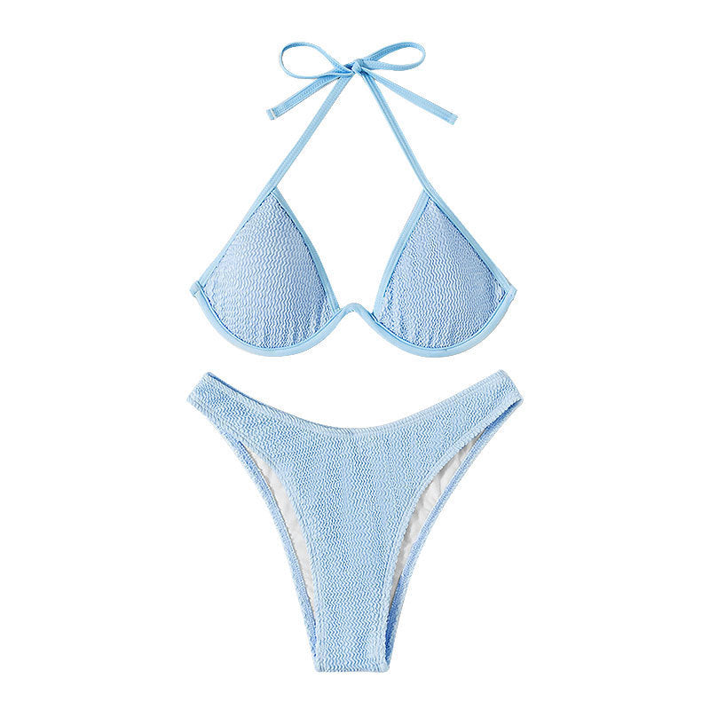 Lace up Backless Beach Bikini Multicolor Steel Bracket Triangle Split Swimsuit Swimwear Bella Mia