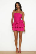Pleated Solid Color Dress Summer Women All Match Slim Tube Top Cake Dress Bella Mia