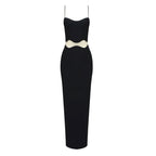 Women Clothing Autumn Wave Mesh Spaghetti Strap Dress Sexy Sexy Cropped Outfit See through Split Dress Bella Mia