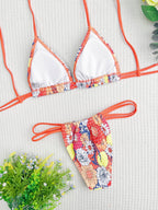Bikini Double Bikini Sexy Swimsuit Color Swimsuit Women's Tied Swimsuit Printed Bikini Bella Mia
