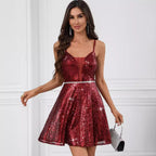 Sexy Backless Spaghetti Straps Sequ Dress Women Clothing Nightclub Dress Bella Mia