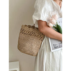 Raffia Shoulder Straw Bag Hollow Out Cutout Lace Straw Bag Woven Bag Vacation Beach Bag Women Bag Bella Mia