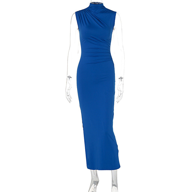 Summer Solid Color Split High Waist Slim Sexy Sleeveless Long Women Clothing Dress Bella Mia