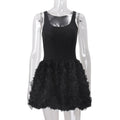 Women Clothing Fall Sexy U Collar Plush Slim Fit Patchwork Solid Color Sling Dress Bella Mia