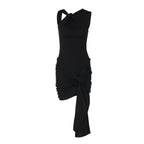Summer Solid Color Lace up Pleated Slim Fit Sexy Sheath Dress Bella Mia