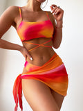 Swimsuit Women Split Three Piece Tie Dye Lace Up Sexy Bikini Bella Mia