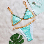 Patchwork Beaded Bikini Sexy Adjustable Shoulder Strap Split Women Swimsuit Bella Mia