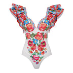 Ruffled Slimming Printed One Piece Swimsuit Women Bella Mia