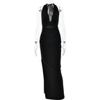 Summer Sexy V neck Halter Backless Dress Solid Color Split Dress Bella Mia