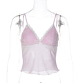 Women Clothing Spring Sexy V neck Lace Edge All Match Sling Small Tank Top
