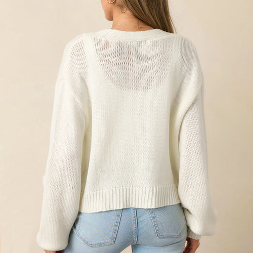 3D Strawberry Pattern Women Elegant Sweater Cardigan Autumn Winter Button Long Sleeve Sweater Bella Mia