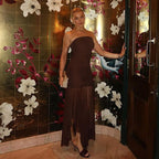 Women Clothing Spring Sexy Tube Top off Neck Mesh Stitching Dress Bella Mia