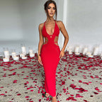 Sexy Pure Want to Hang Neck Wrapped Chest Hollow Out Stitching Lace up Dress for Women Bella Mia