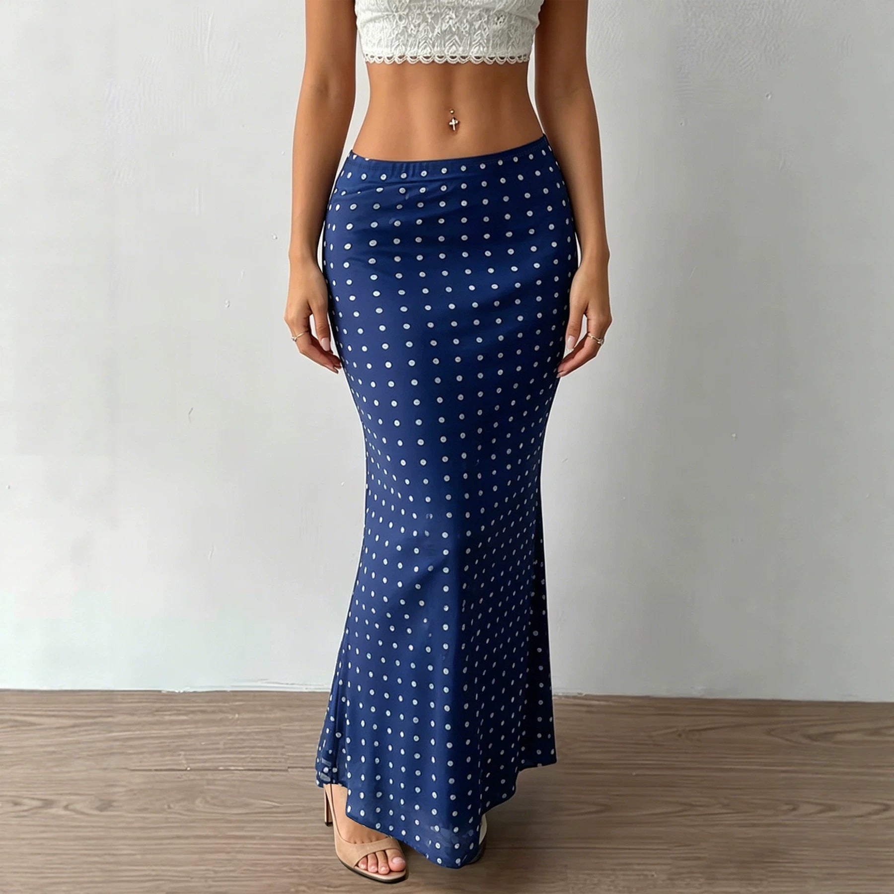 Summer Women Clothing Sexy Dot Mesh Skirt Slim Fit Sheath Skirt