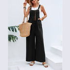 Women Clothing Popular Solid Color Casual Suspender Trousers Bella Mia