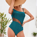 Arrival Sexy Spun Yarn One-Piece Swimsuit Women Hollow Out Cutout Backless Gold Silk Swimsuit Bella Mia