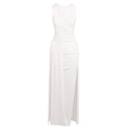 Hip Dress Summer Solid Color Dress round Neck Sleeveless Split Irregular Asymmetric Maxi Dress Bella Mia