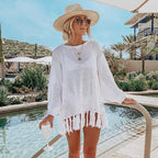 Hollow Out Cutout Knitted Tassel Beach Cover Up Seaside Vacation Bikini Cover Swimsuit Outwear Sun Protection Clothing Women Bella Mia