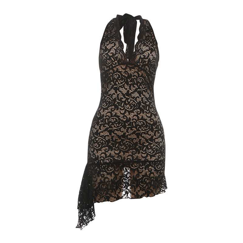 Autumn Winter Women Sexy Backless Deep V Plunge neck Slim Fit Lace Sheath Dress Bella Mia