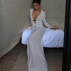Hollow Out Cutout out Split Dress Beach Cover up V neck Beach Dress Long Mopping Fishtail Evening Dress for Women Bella Mia