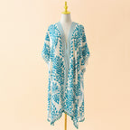 Spring Summer Striped Floral Print Pattern Chiffon Sun Protective Blouse Ball Decorative Cardigan Bella Mia