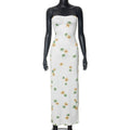 Plant Floral Print Tube Top Slit Maxi Dress Women Clothing Spring Summer Bella Mia