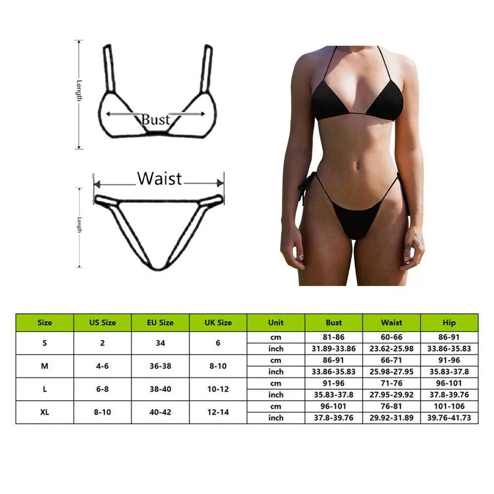 Sexy Solid Color Lace-up Split Swimsuit Sexy Pure Color Tied Separates Swimsuit Luxlife Brands