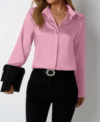 Women Clothing Satin Shirt Women Satin Artificial Silk Shirt Satin Top Bella Mia
