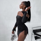 Women Clothing Summer Sexy Off Shoulder Tube Top Split Hip Dress Bella Mia