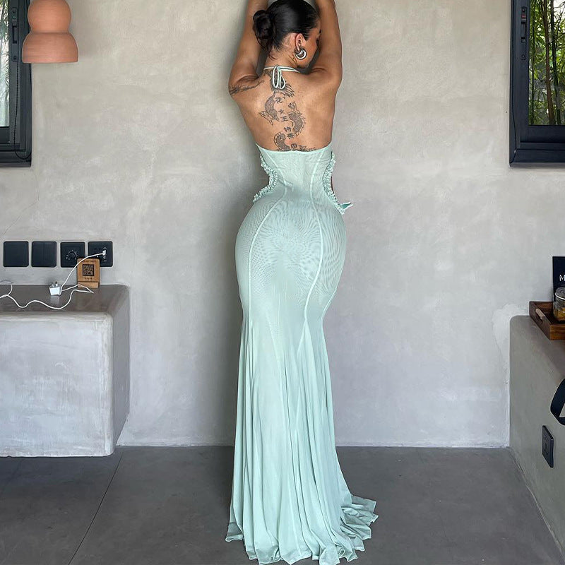Autumn Sexy off Shoulder Halter Butterfly Decoration Slim Fit Holiday Dress Women Bella Mia