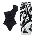 Oblique Shoulder Black One Piece Swimsuit Women Vacation Suit Skirt Swimsuit Bella Mia