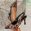 Spring Summer Internet Rhinestones Stiletto Toe Box Sandals Sexy Women Leopard Print Pointed High Heel Bella Mia
