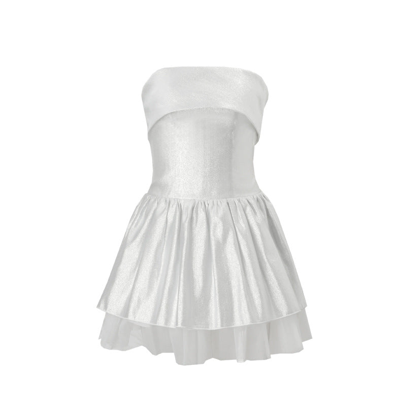 Women Clothing Spring Sexy Elegant Lady off Shoulder Tube Top Short Type Dress Women Bella Mia