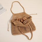 Hollow Out Cutout Portable Cotton Woven Bag Casual Straw Bag Holiday Beach Bag All Match Women Bag Bella Mia