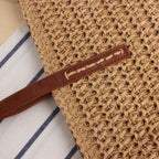 Solid Color Simple Shoulder Straw Bag Japanese Korean Woven Bag Daily Office Casual Vacation Women Bag Bella Mia