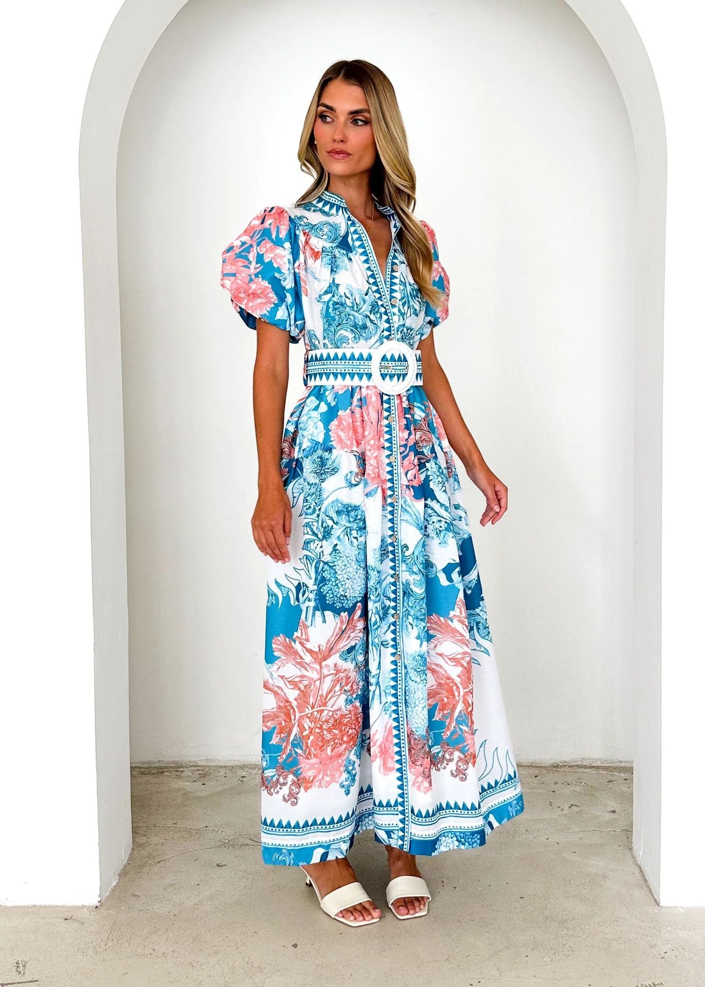 Summer Casual Positioning Lace Printing Maxi Dress