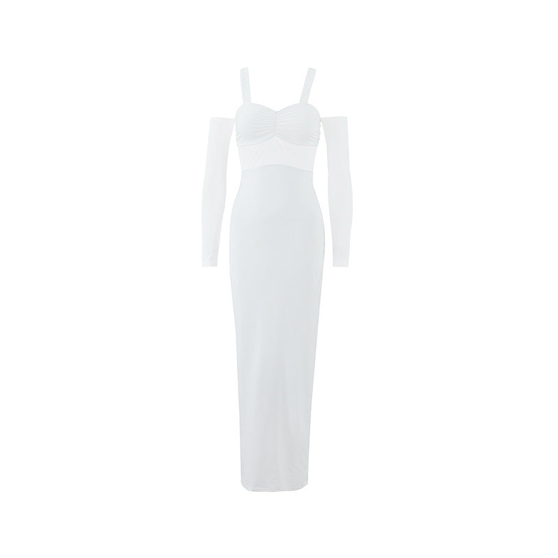 Women Clothing Sexy Spaghetti Straps Corset Slim Mesh Stitching Independent Sleeve Dress Bella Mia